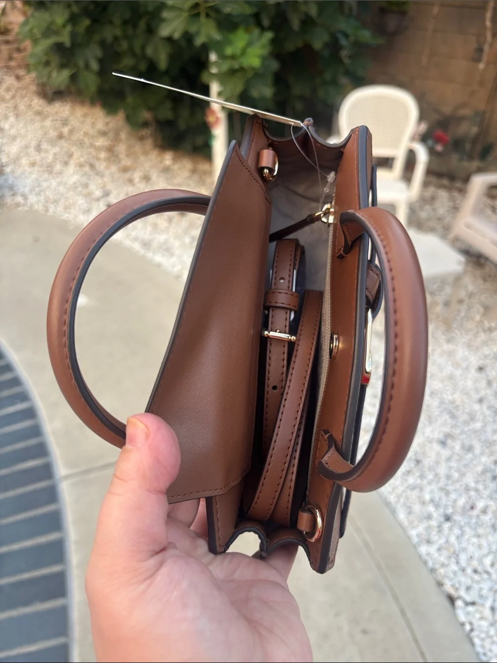 Michael Kors Greta Cognac Brown Leather Mini Satchel